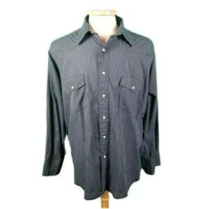 Wrangler Extra Large Blue Striped Western Pearl Snap Shirt